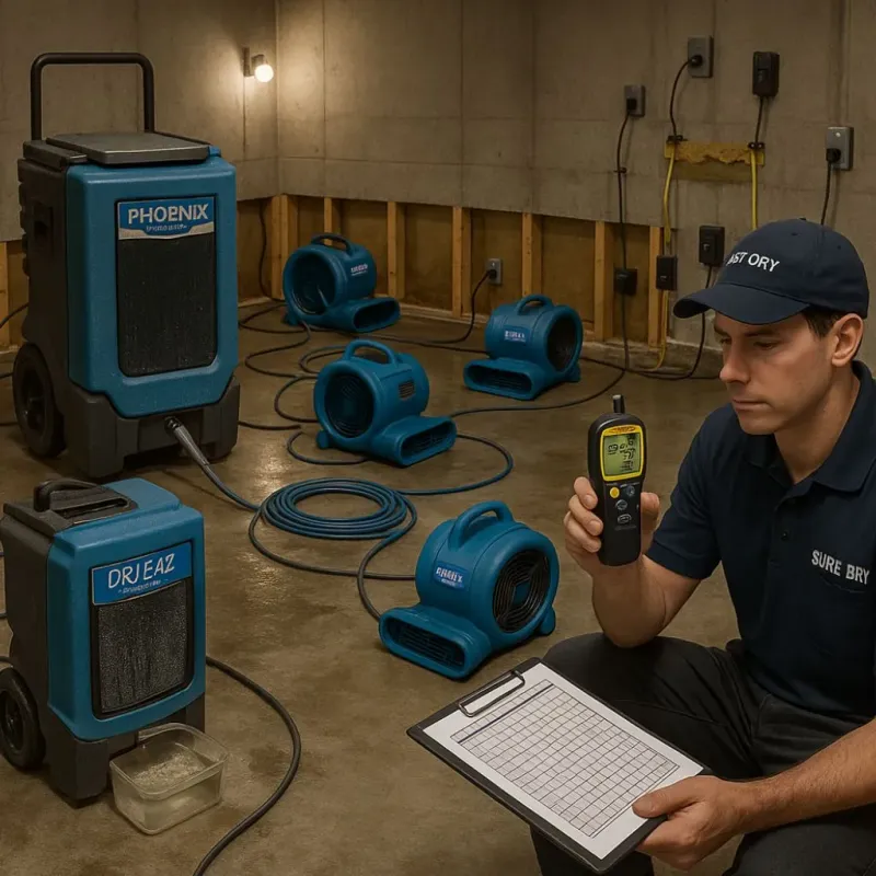 Structural Drying and Dehumidification process in Windham, CT